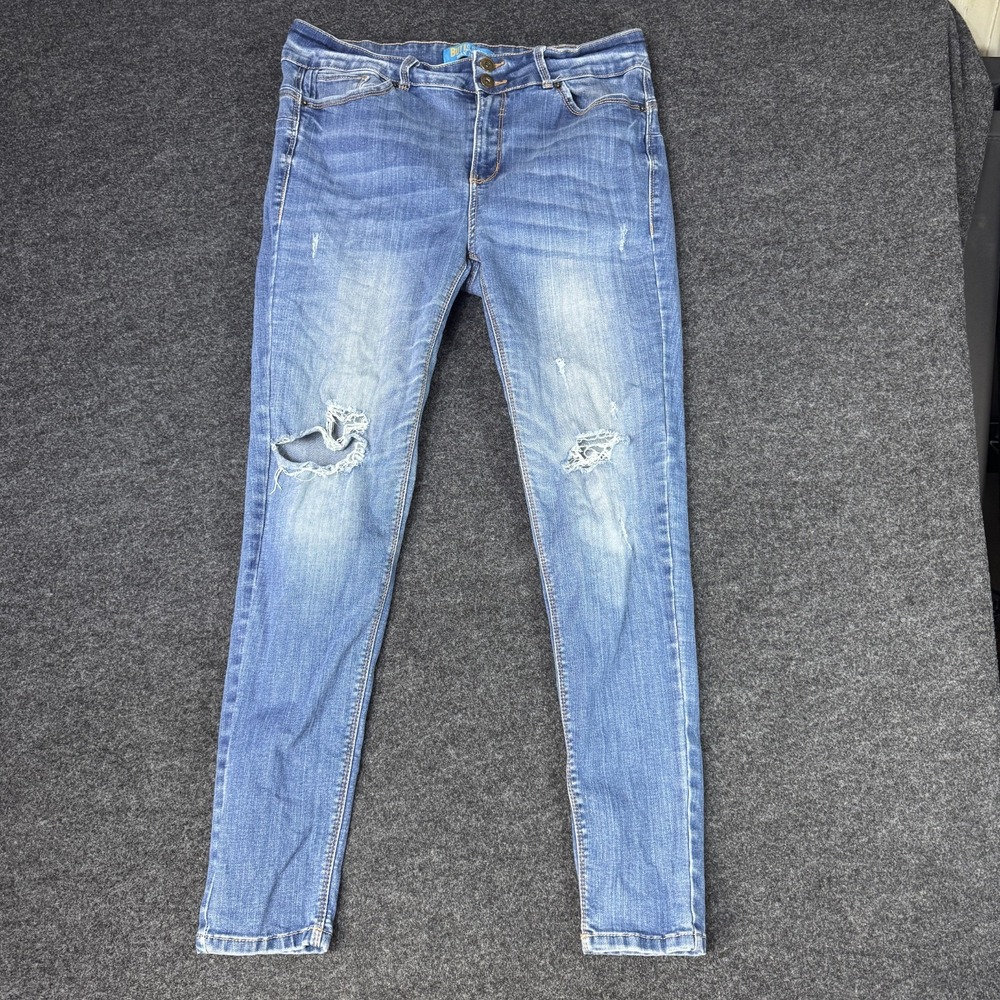 Wax Jean Butt I Love You Skinny Womens 13 Blue Denim Cotton Stretch Distressed